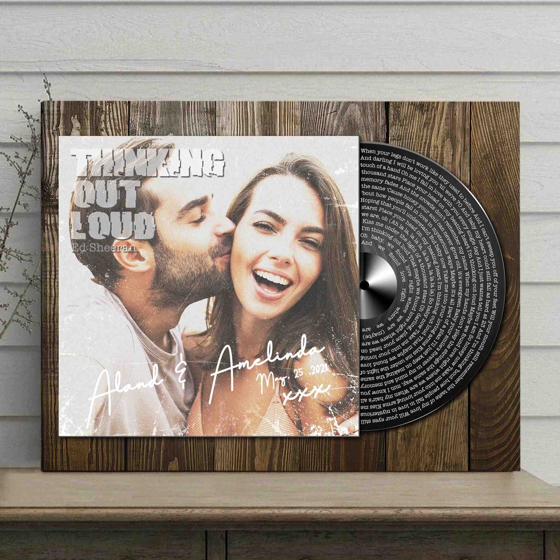 Custom Vinyl Record First Year Anniversary Gifts For Him & Her Canvas Print, Custom Record Vinyl First Wedding Anniversary Gift, 1st Year Anniversary Gift