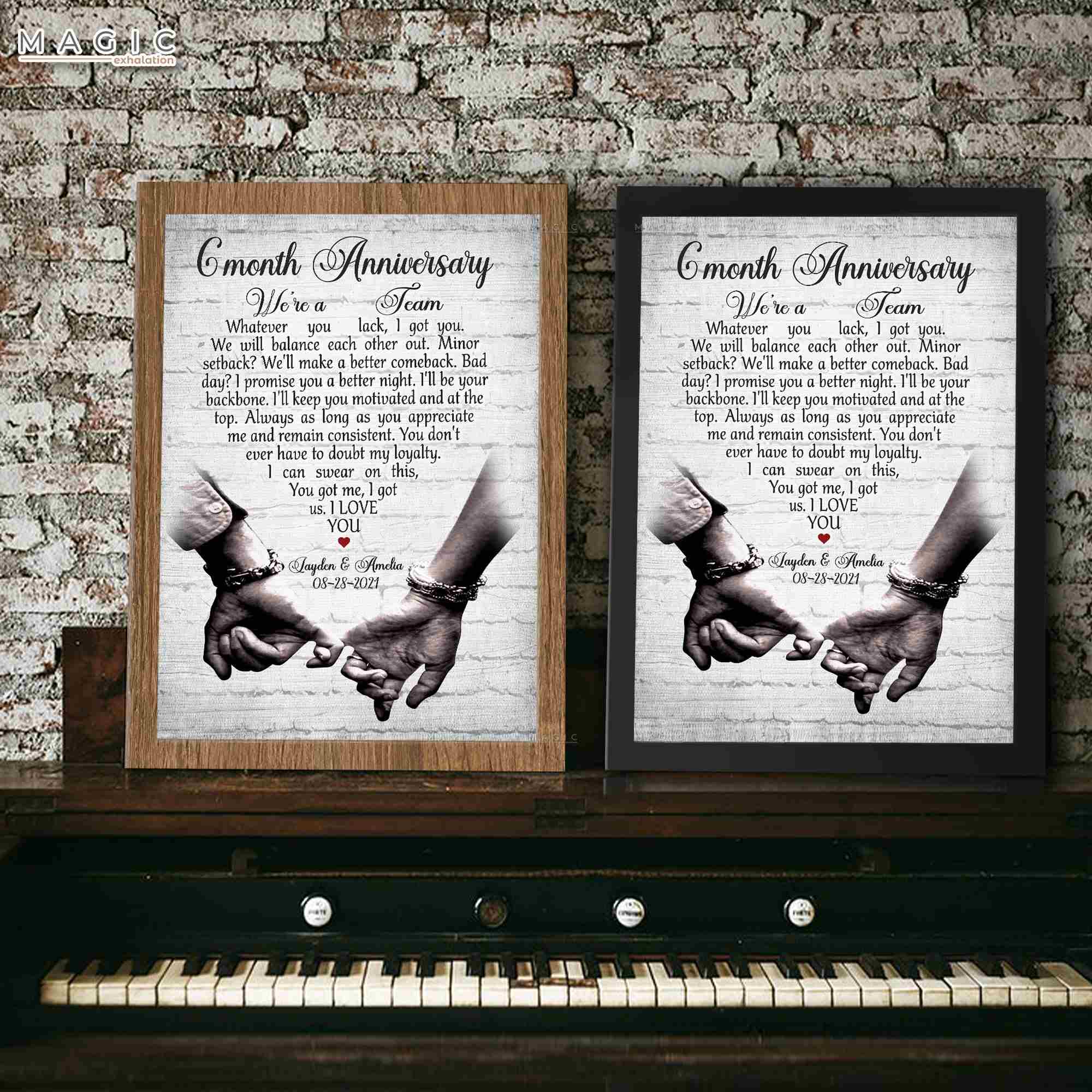 We're A Team Custom 6 Month Wedding Anniversary Gift Canvas Wall Art, Six Month Anniversary Gifts for Him, 6 Months Gift