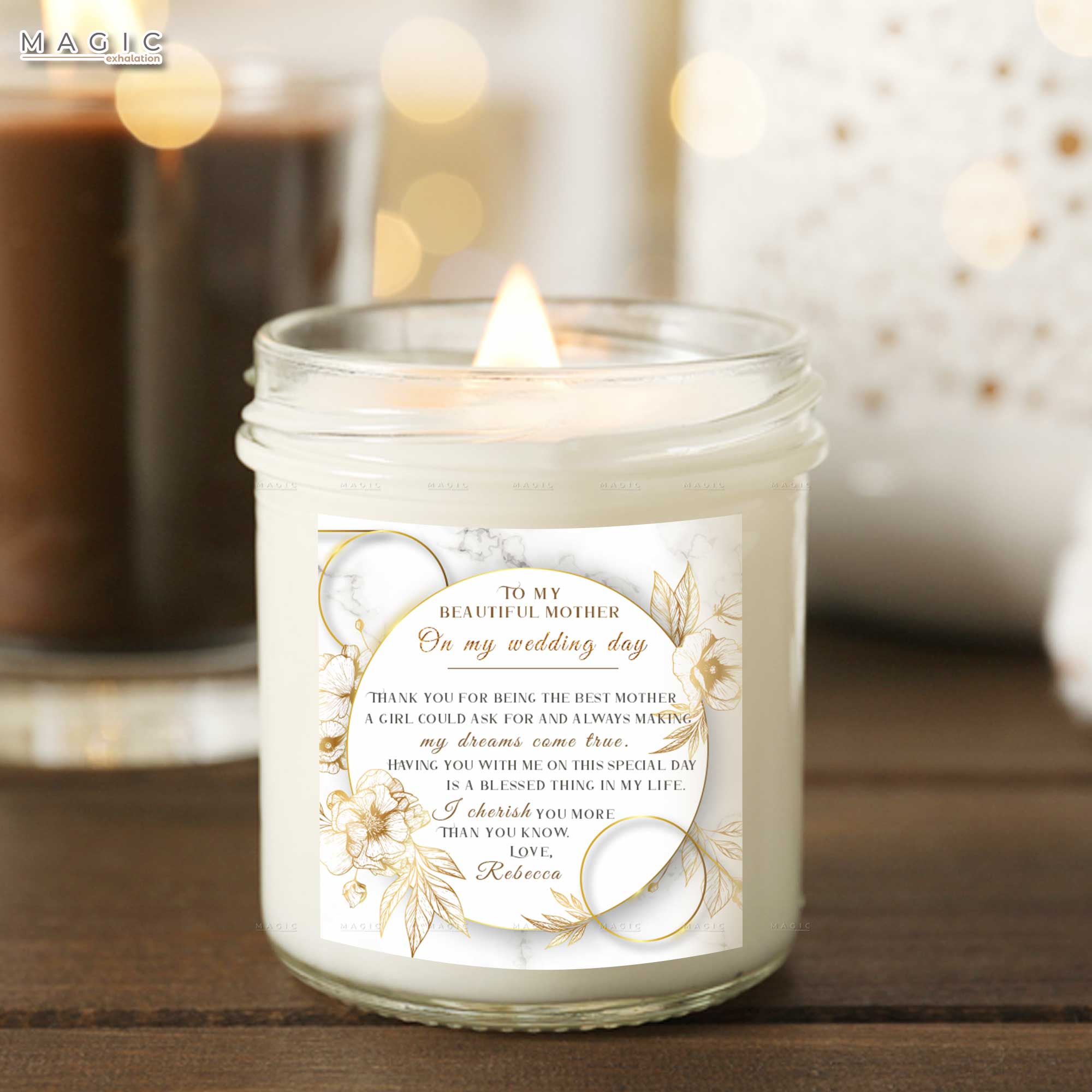 Wedding Mother Of The Bride Candle Gift, Personalized Gift For Parents Of The Bride, Gift For Mom On Wedding Day, Candles Scented Vanilla Soy Wax Candle