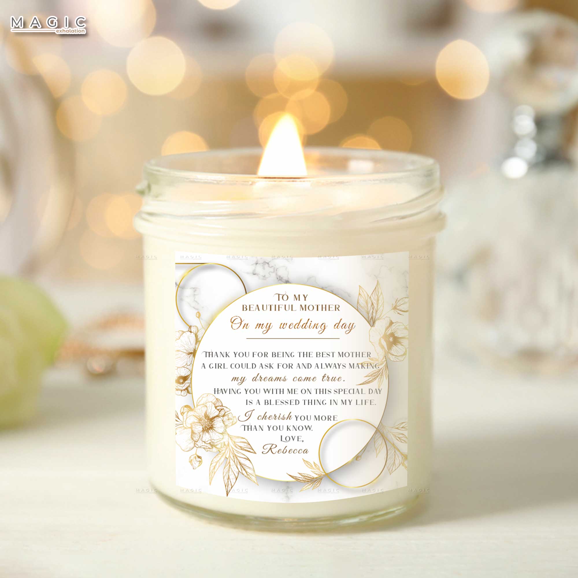 Wedding Mother Of The Bride Candle Gift, Personalized Gift For Parents Of The Bride, Gift For Mom On Wedding Day, Candles Scented Vanilla Soy Wax Candle