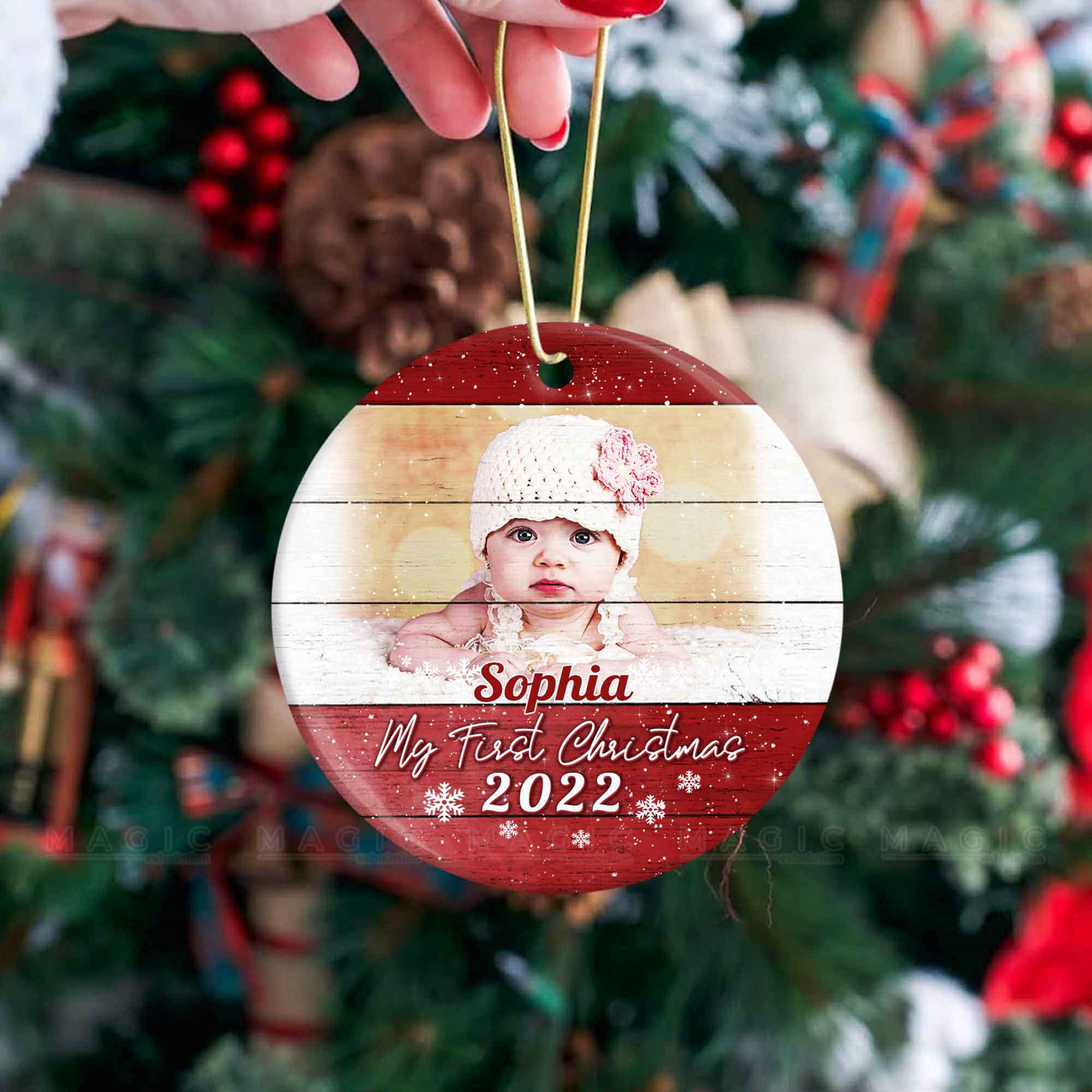 baby's first christmas photo ornament