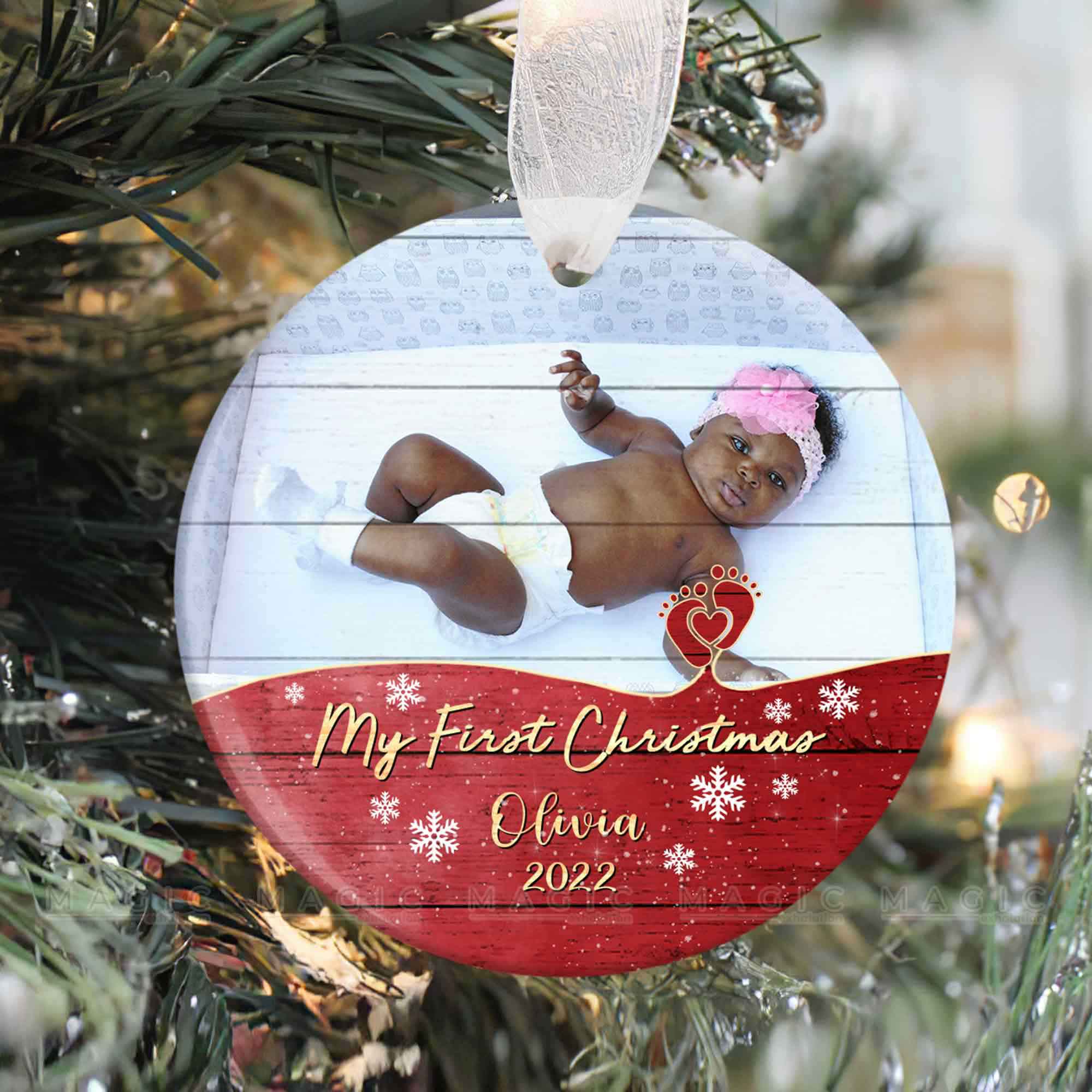black baby first christmas ornament