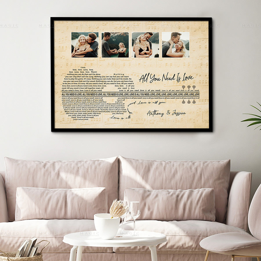canvas with song lyrics and picture