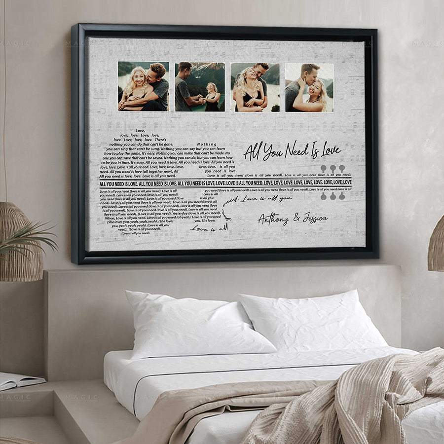 canvas with song lyrics and picture