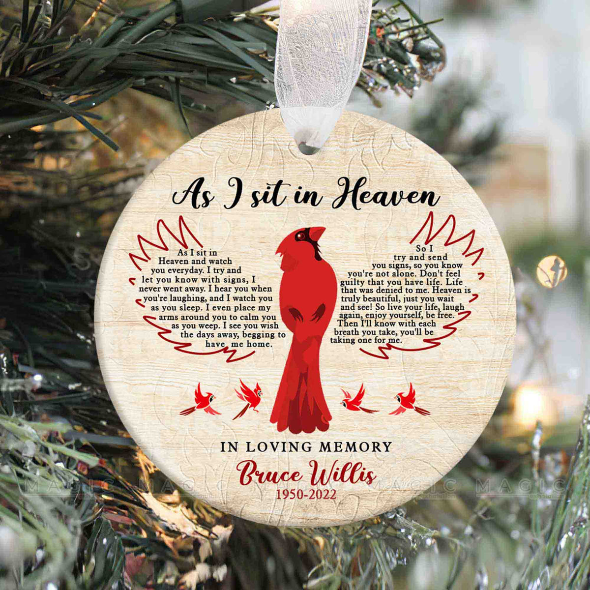 Cardinal Ornament Personalized In Memory Of Loved One, In Remembrance ...