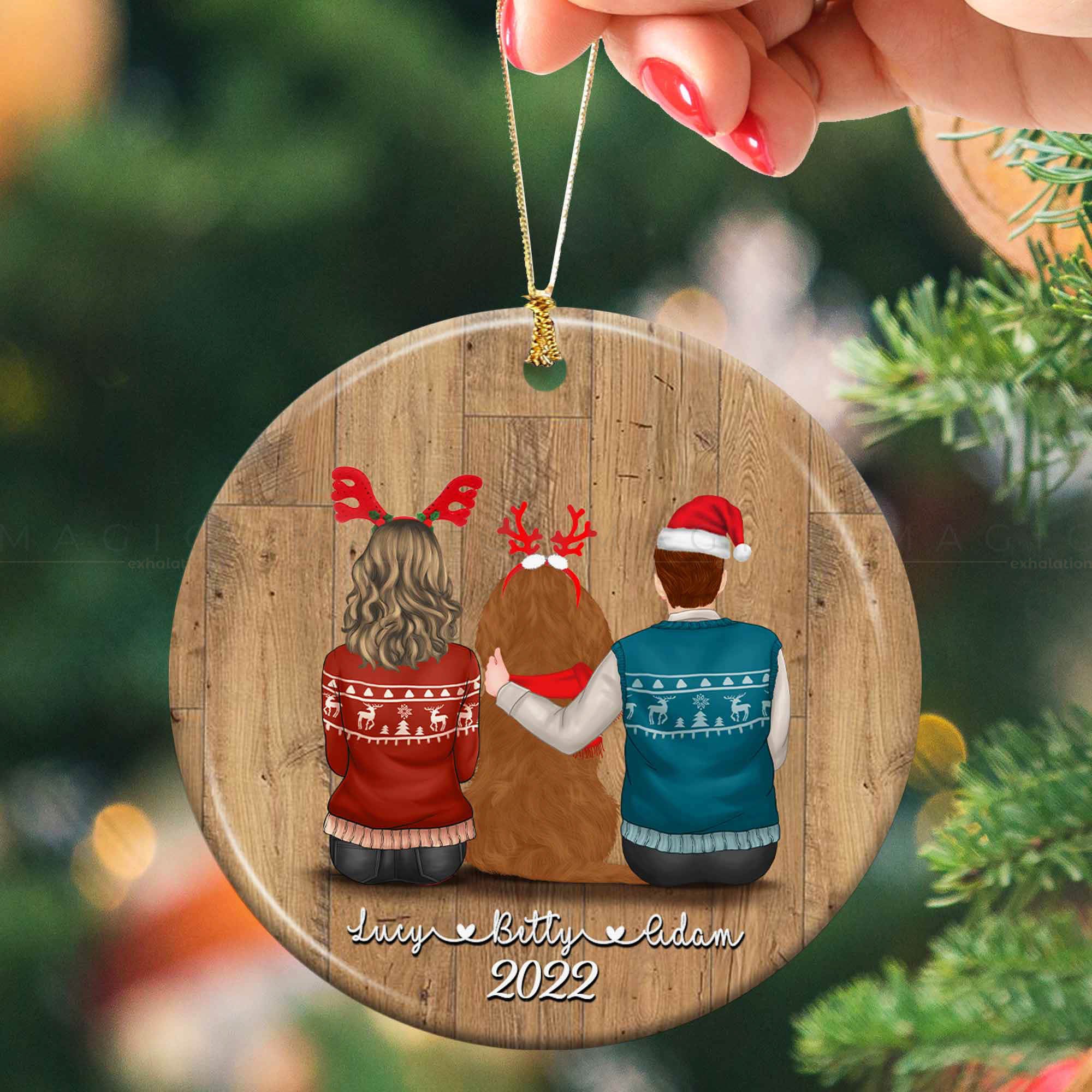 couple and dog ornament
