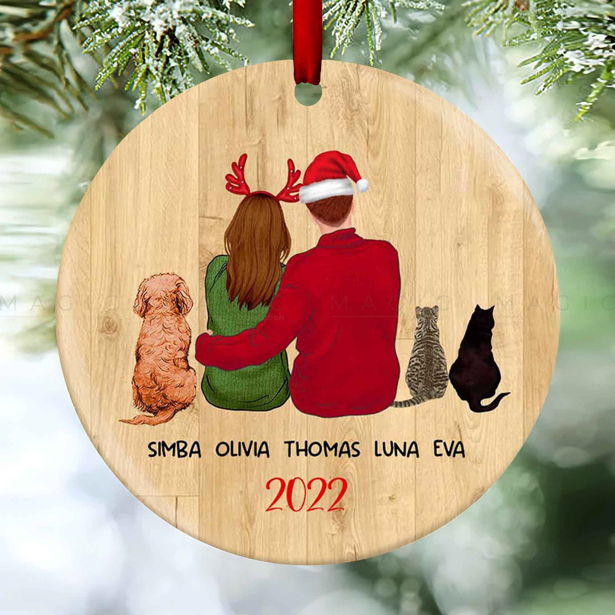 couple with cat ornament