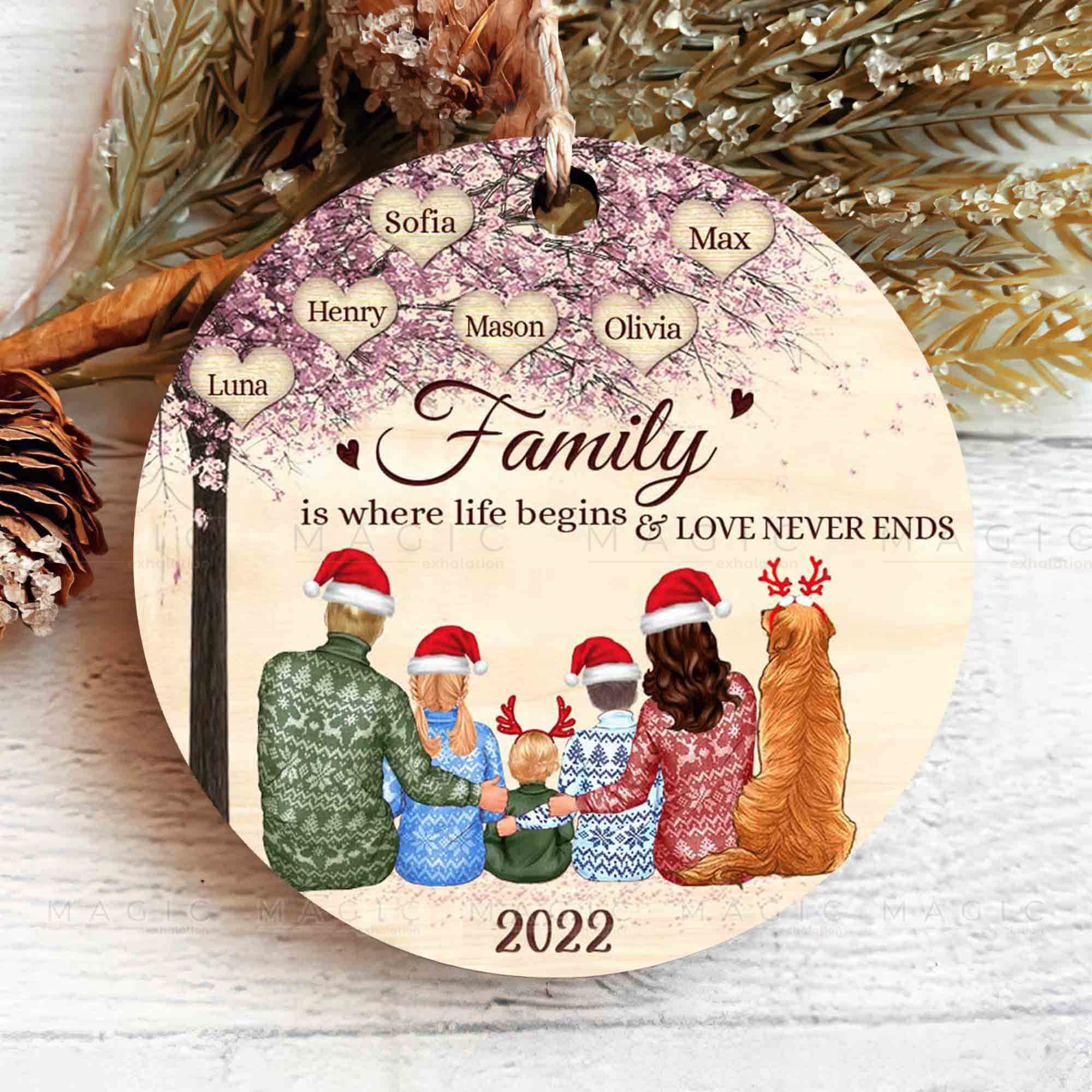 custom family ornaments with pets