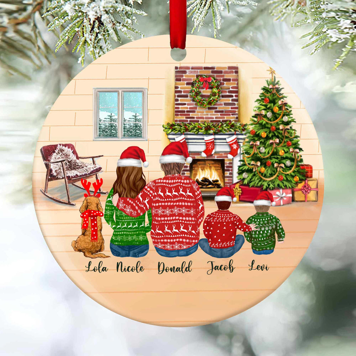 Family of 4 Ornament, Custom Christmas Ornaments with Dog, Personalized ...