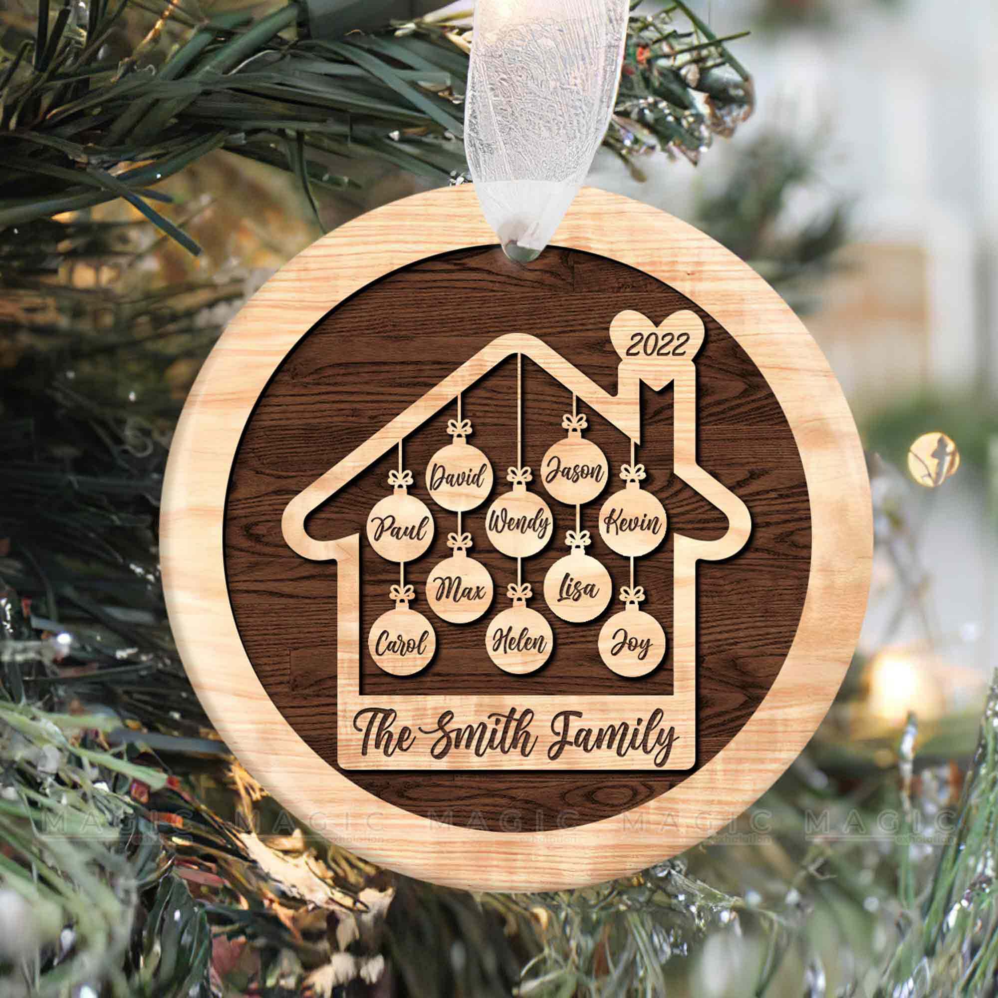 Custom Ornaments for Family, Personalized Family Name Ornament 2022 for ...