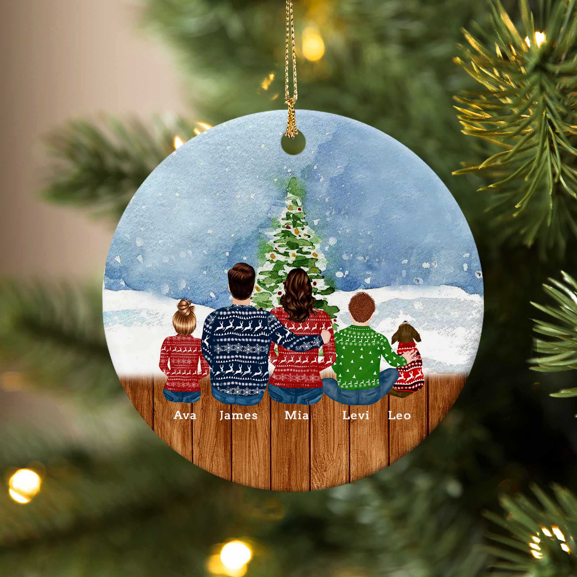Family of 4 Ornaments, Personalized Family Ornaments with Pets, Family ...