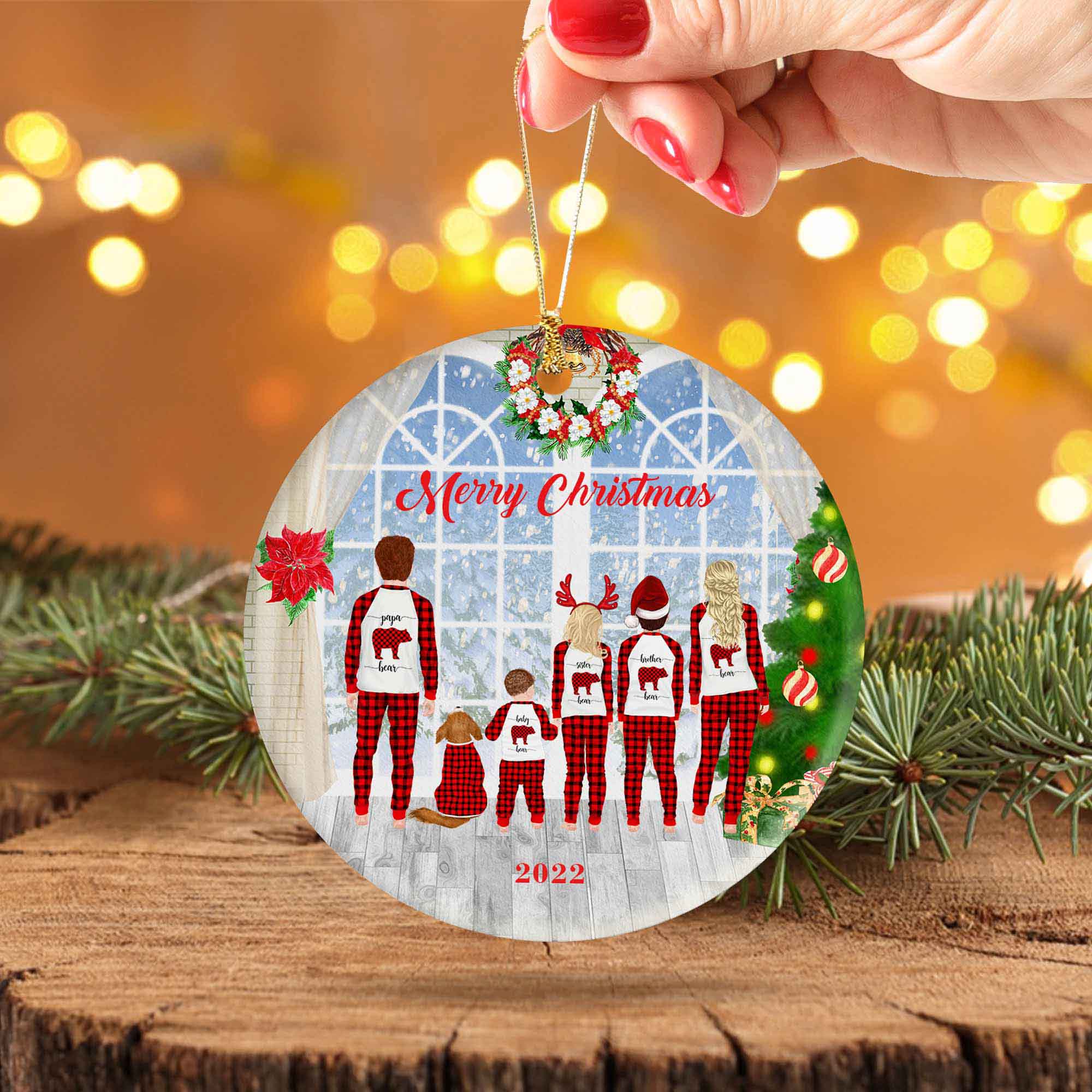 family of 5 christmas ornaments
