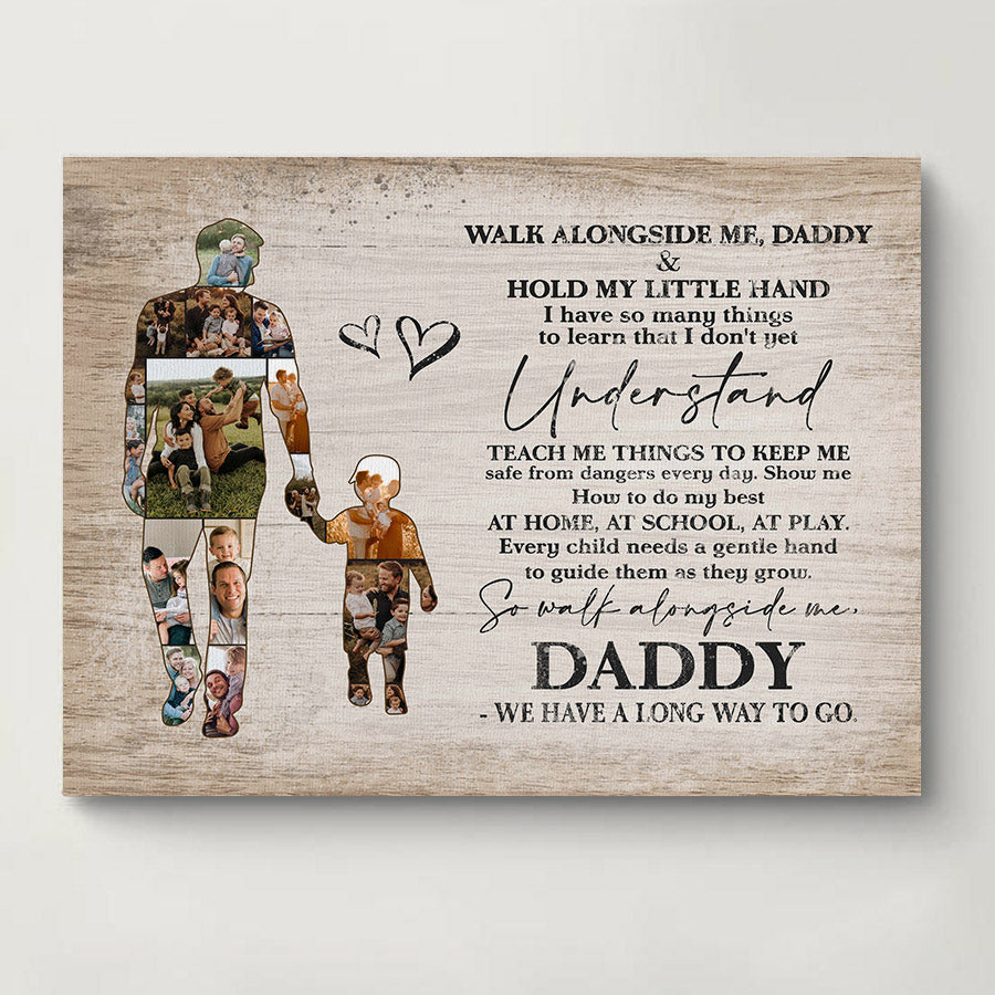 Personalized Dad Canvas | Father Son Walk With Me Daddy | Fathers