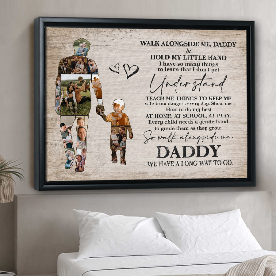 Personalized Dad Canvas | Father Son Walk With Me Daddy | Fathers