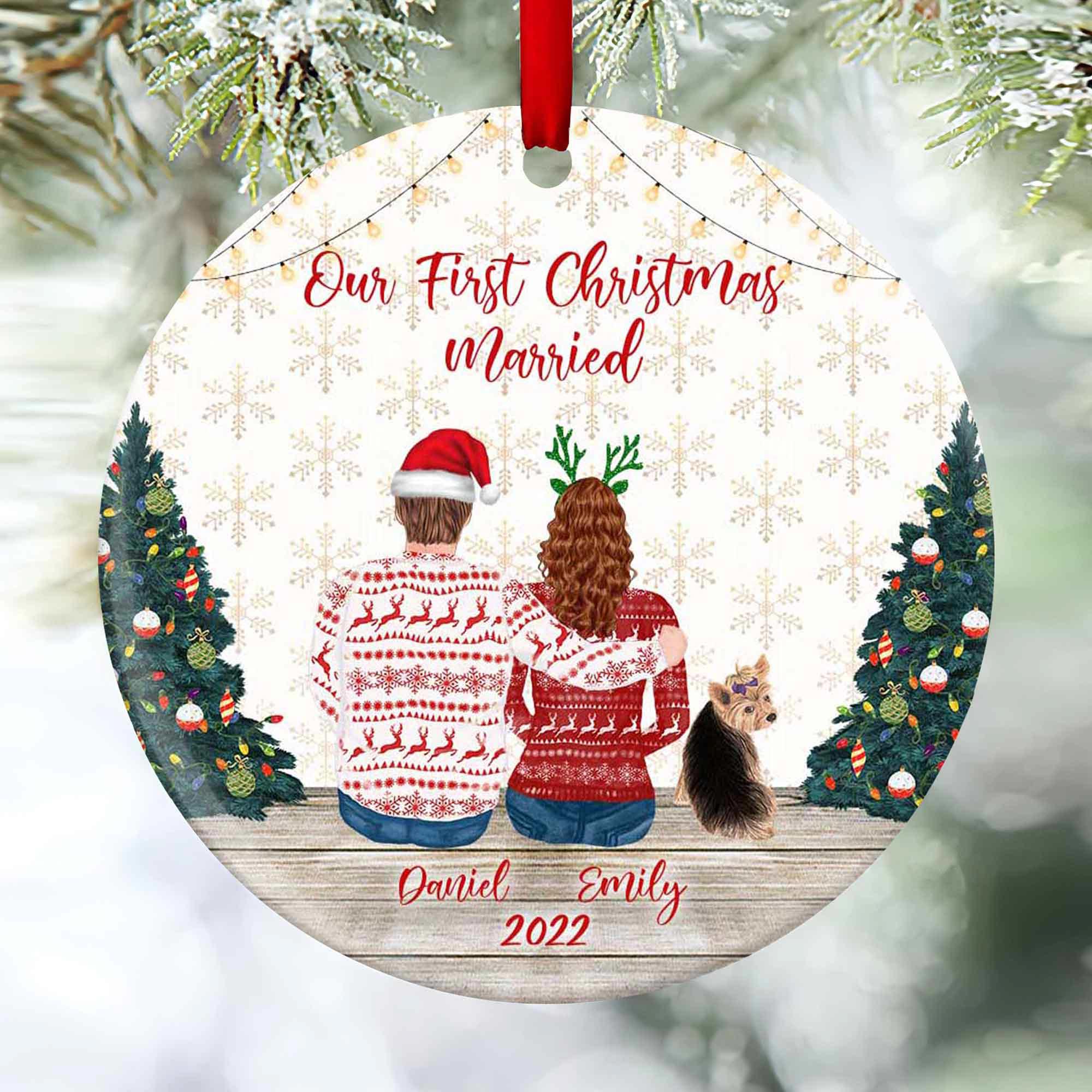 first christmas ornament married