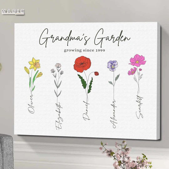 Custom Grandma Gift from Grandkids, Grandmother Christmas Gifts With  Grandkids Name, Grandma Garden Gifts Canvas - Best Personalized Gifts for