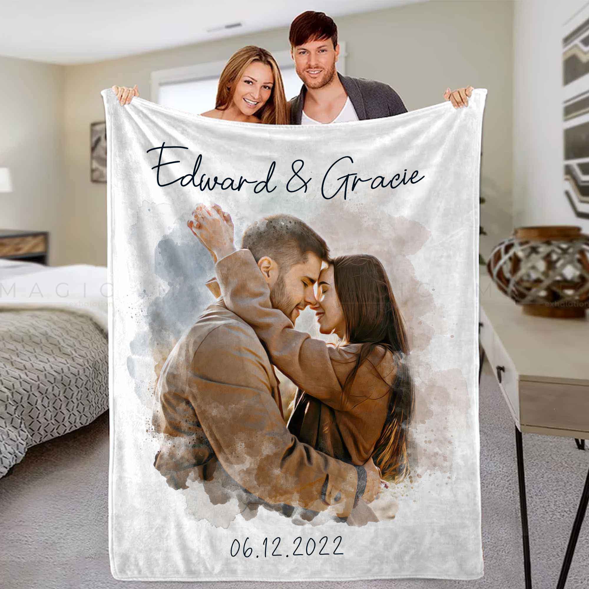 personalized couple blankets