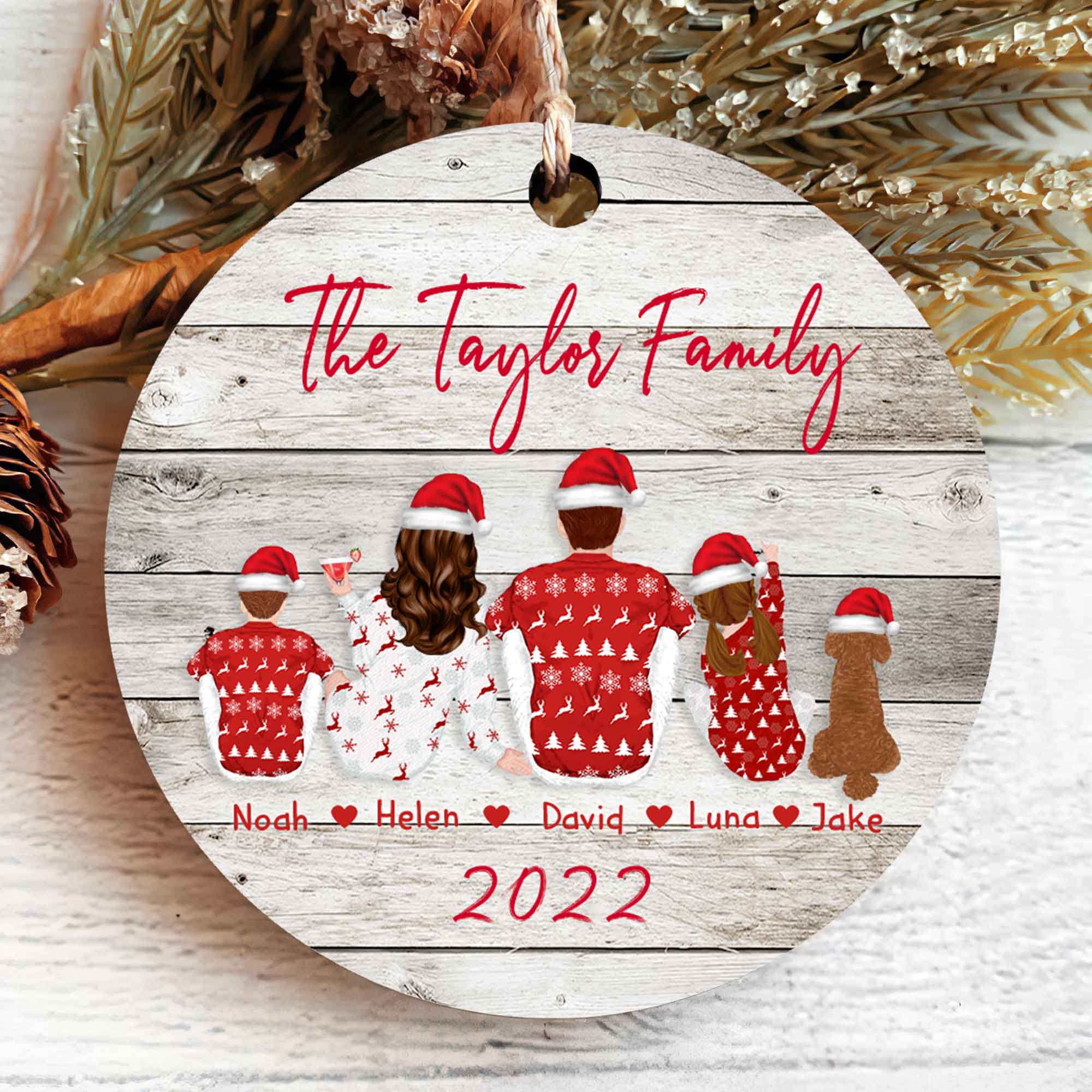 personalized family christmas ornaments with dog