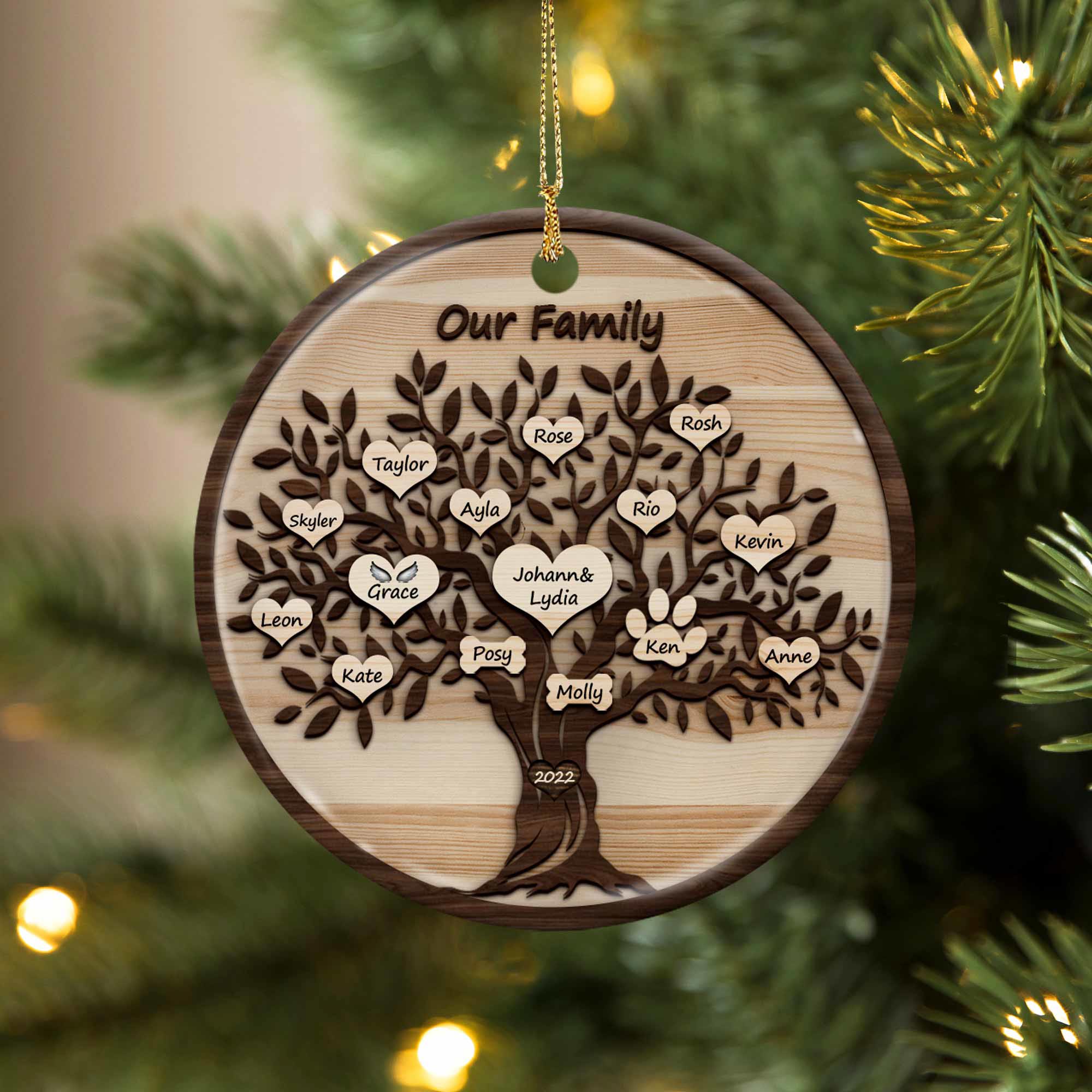 personalized family name ornaments