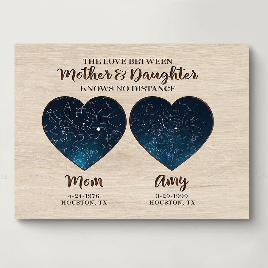 Personalized Mother Daughter Gifts | Custom Star Map Canvas for