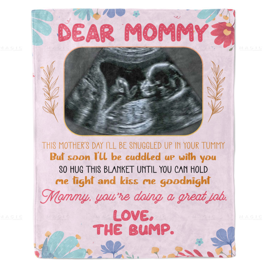 First Mothers Day Gift For New Mom, Expecting Mom Gift Fleece Blanket, Custom Ultrasound Photo Blanket Gift, First Time Mom Blanket For Mom