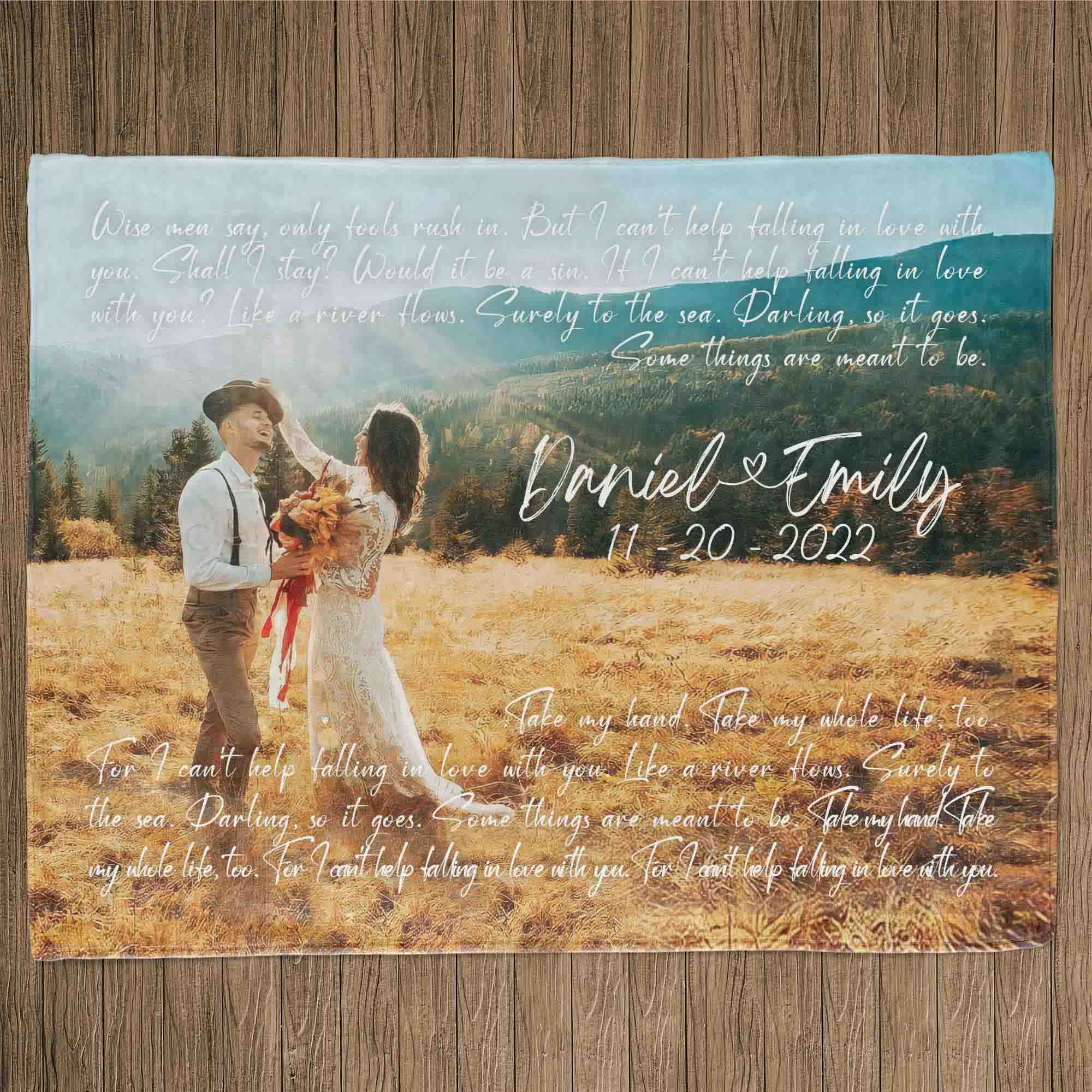 wedding photo with song lyrics